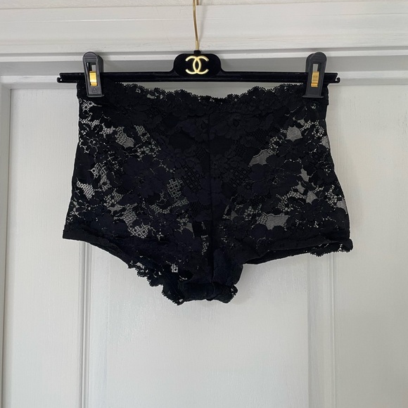 Vintage La Perla Black Lace Thong Shorts Panty Panties Lingerie 2